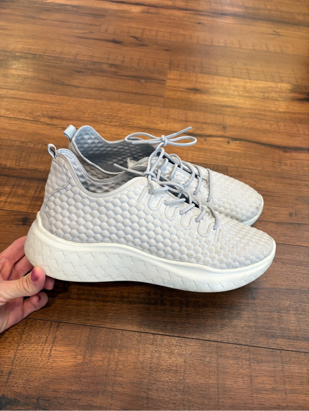 ECCO Therap Womens Gray Leather Honeycomb Sneakers Shoes Size EU 38 US 7 - 7.5
